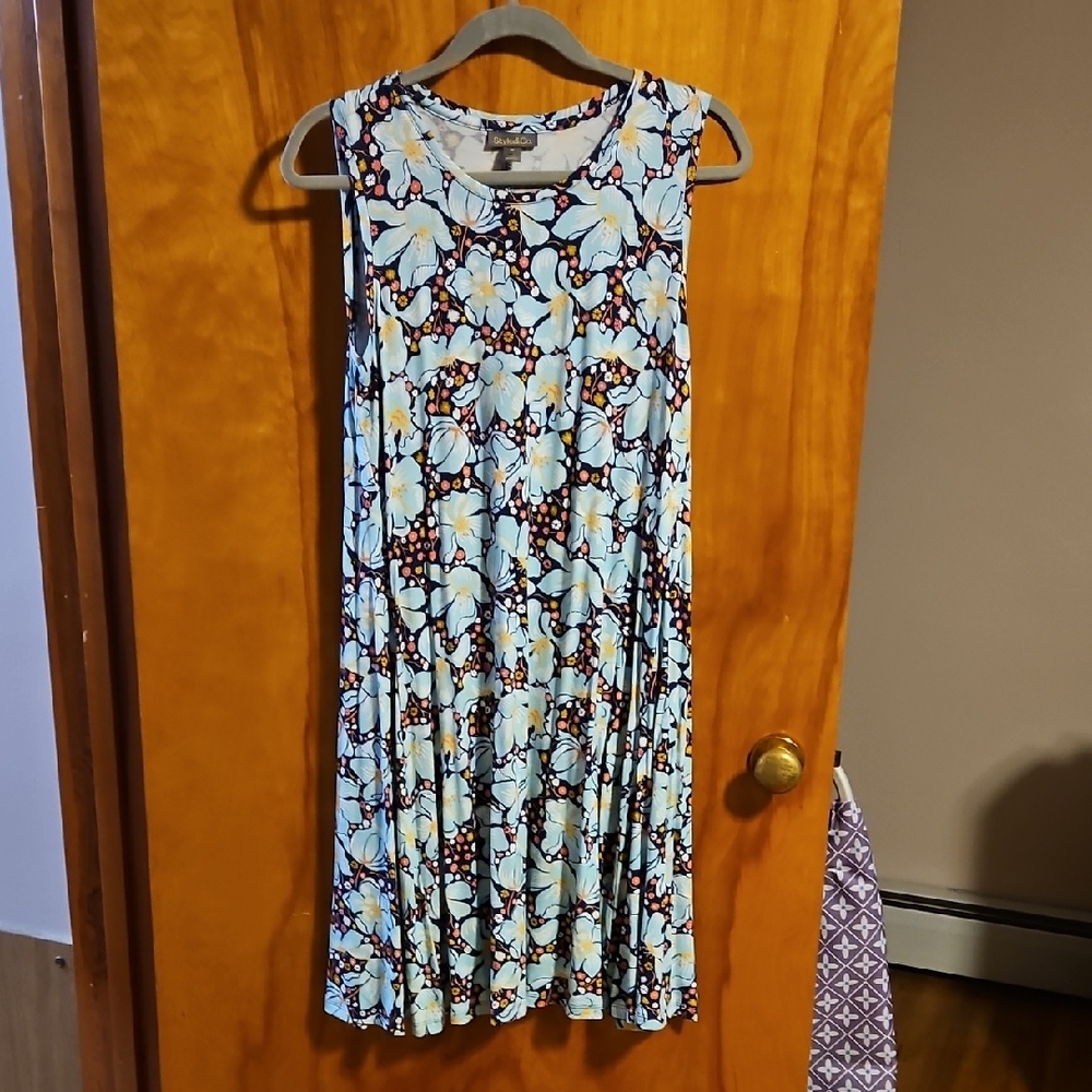 Style & Co. Floral Mini Dress - Blue and White